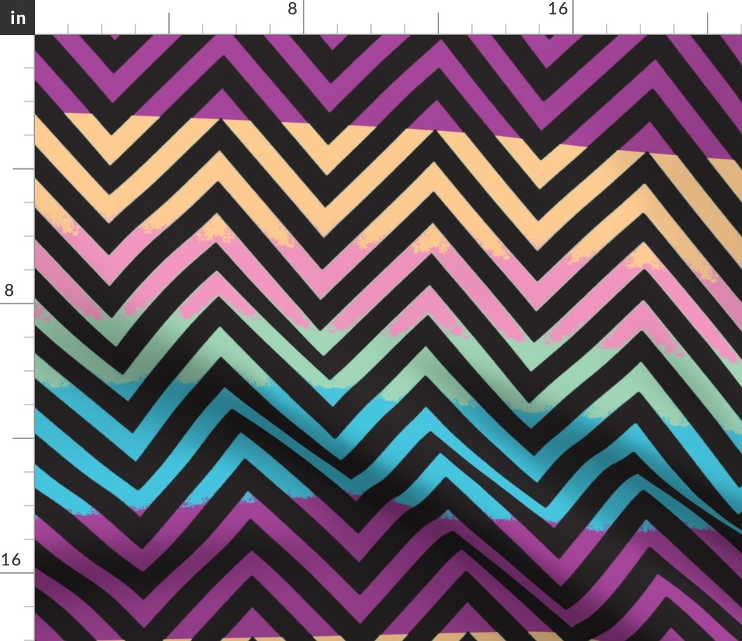 Chevron pastel with black patched