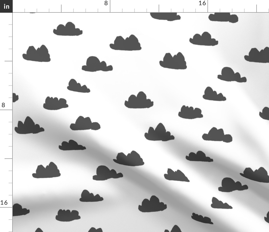 clouds // charcoal and white minimal trendy cool scandinavian nursery print for projects and textile home nursery decor