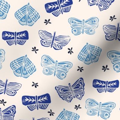 Butterflies -  Champagne/Cobalt Blue/Cerulean by Andrea Lauren