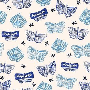 Butterflies -  Champagne/Cobalt Blue/Cerulean by Andrea Lauren
