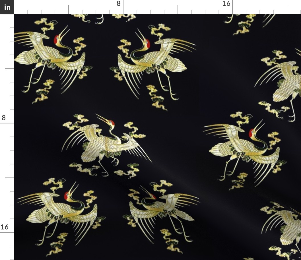 royal golden novelty thrones embroidery asian japanese china chinese oriental cheongsam kimono cranes storks herons birds clouds imperial chinoiserie kings queens museum traditional rank regal korean kabuki geisha yuan ming qing dynasty tapestry  vintage 