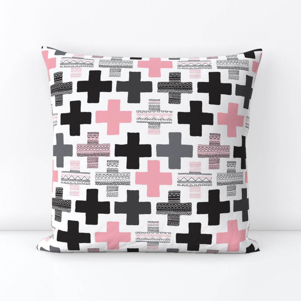 Plus cross geometric aztec modern pink patterns