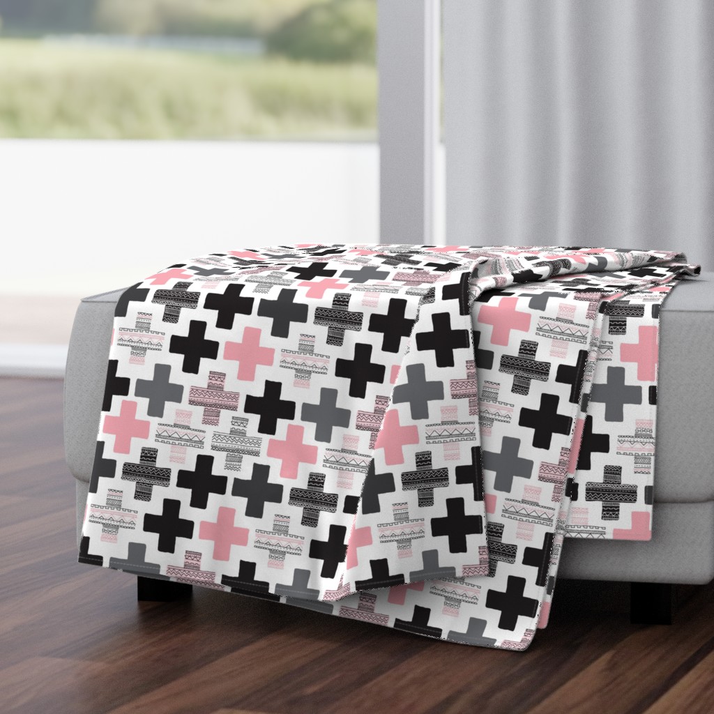 Plus cross geometric aztec modern pink patterns