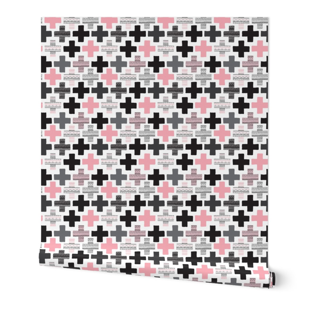 Plus cross geometric aztec modern pink patterns