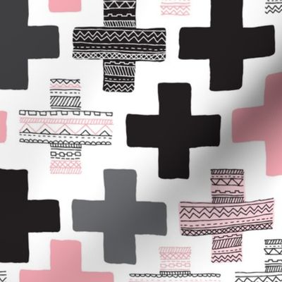 Plus cross geometric aztec modern pink patterns
