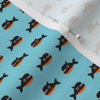 Cute little whale funny fish print