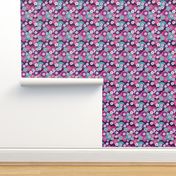 Violet retro flowers pattern