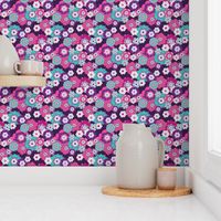 Violet retro flowers pattern