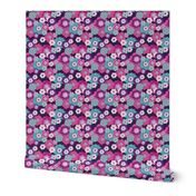 Violet retro flowers pattern