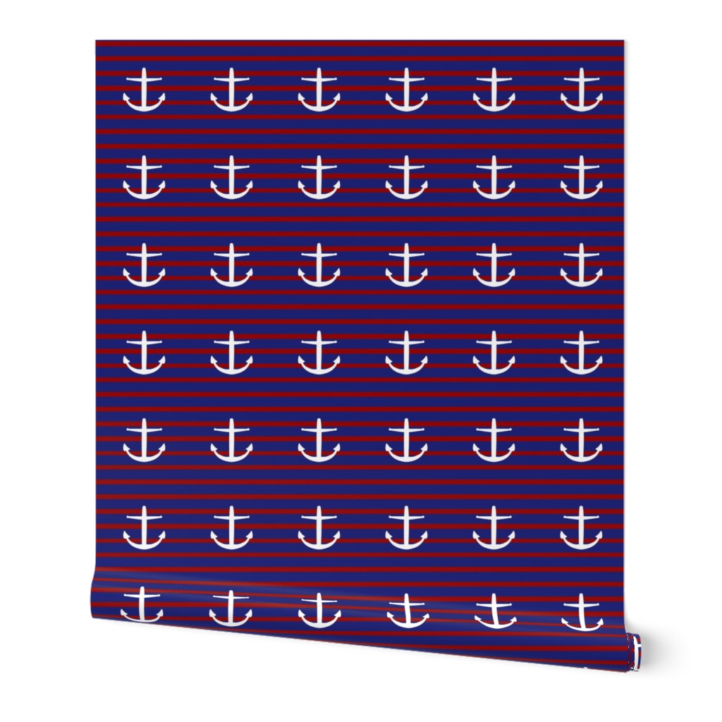 large nautical Anchors on Classic Stripes