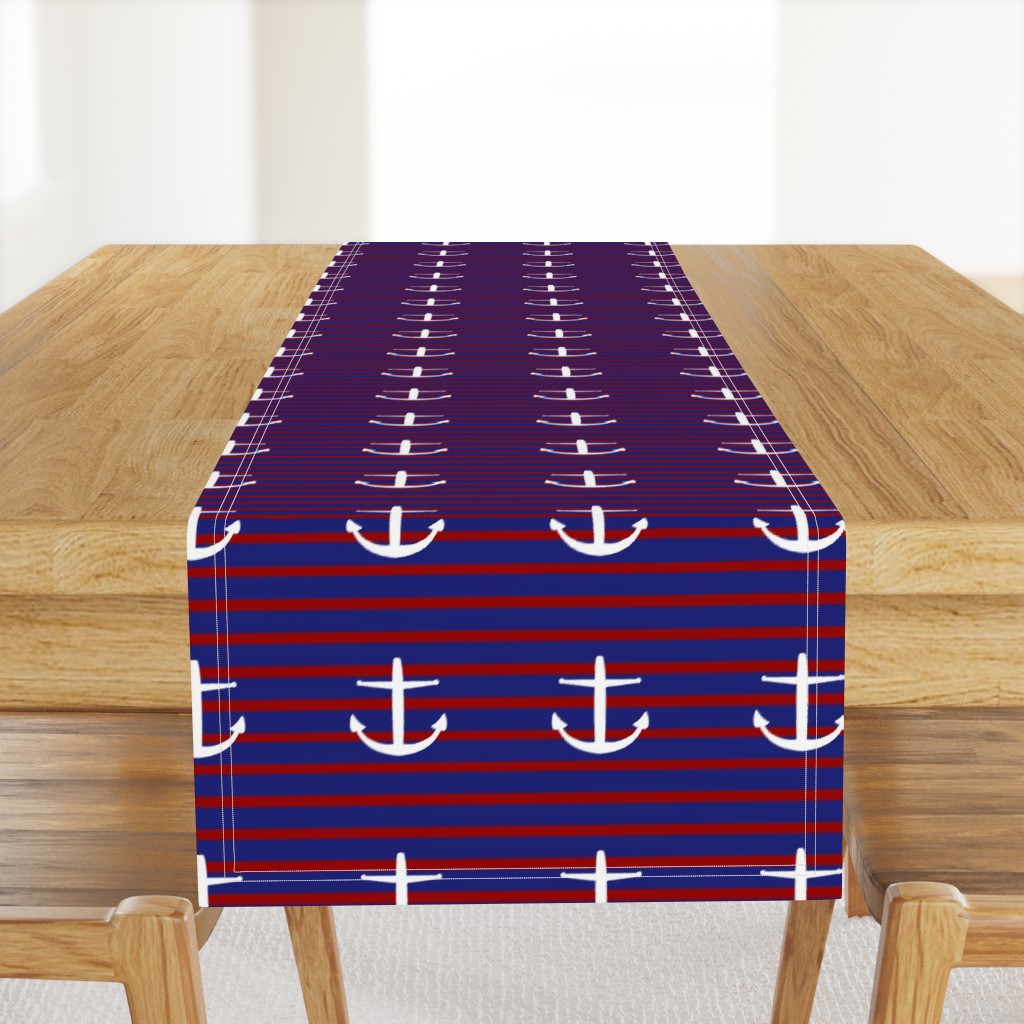 large nautical Anchors on Classic Stripes