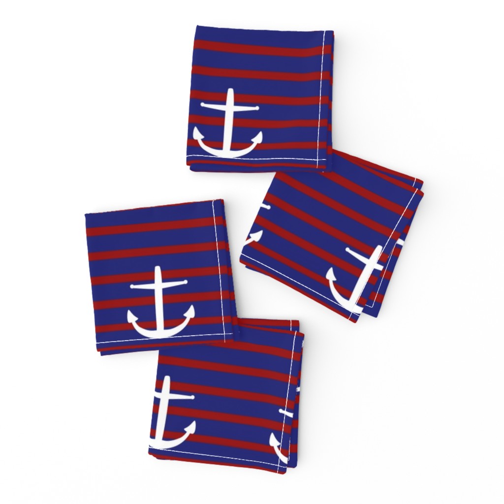 large nautical Anchors on Classic Stripes