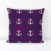 large nautical Anchors on Classic Stripes