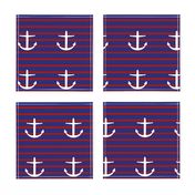 large nautical Anchors on Classic Stripes