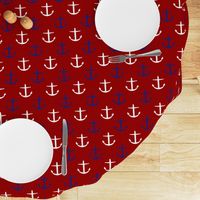 Large Blue and White Anchors on Red