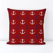 Large Blue and White Anchors on Red