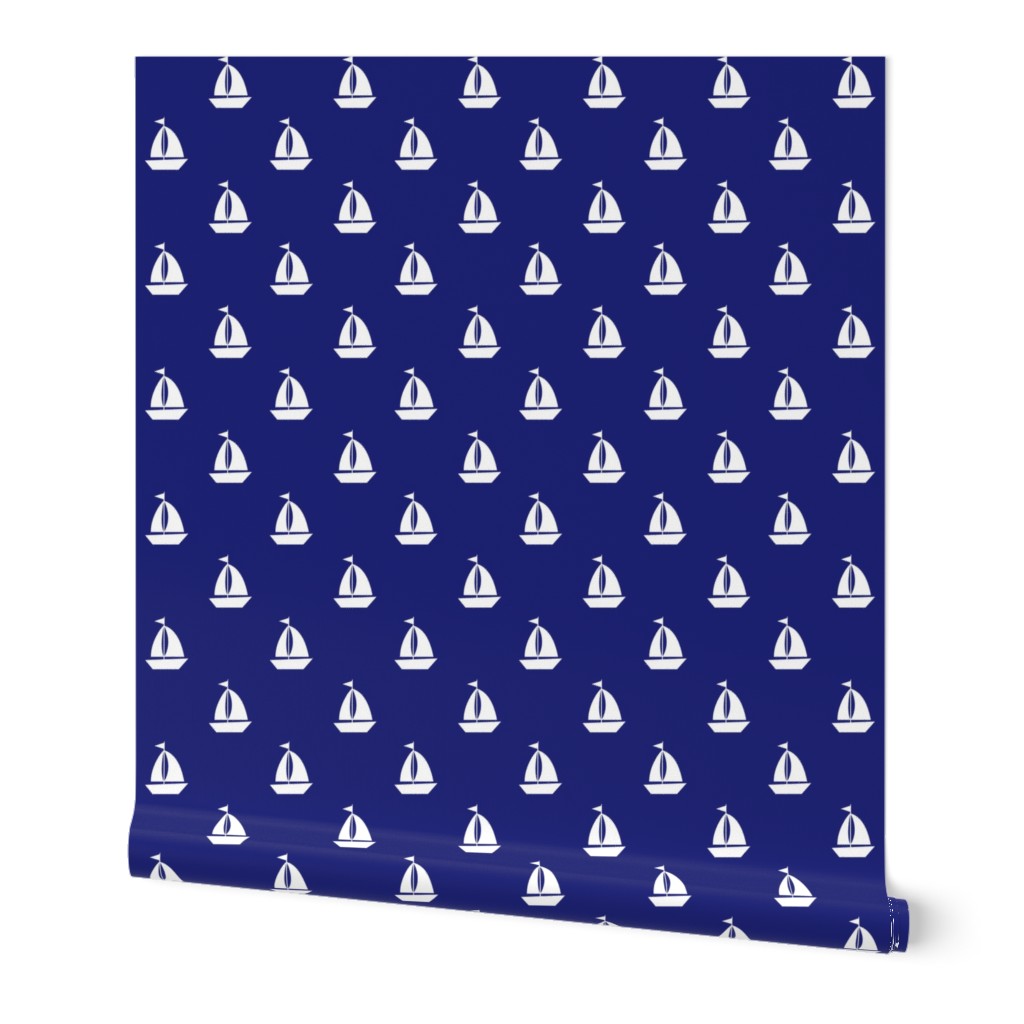 Large White Sailboats on Blue