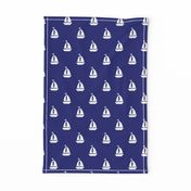 Large White Sailboats on Blue