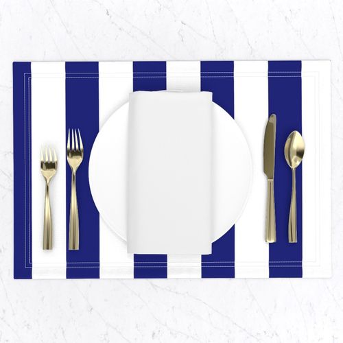 Large Vertical Stripes in Nautical Blue and White