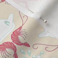 Whale & Shrimp Damask