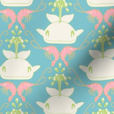 Whale & Shrimp Damask Pastels