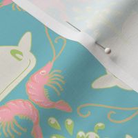 Whale & Shrimp Damask Pastels