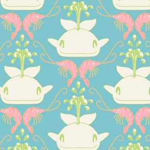 Whale & Shrimp Damask Pastels