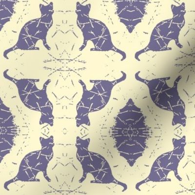 Cat Silhouette Damask Buttercream