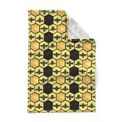 Honey Comb & Bees, Black & Yellow Hexagon