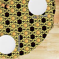 Honey Comb & Bees, Black & Yellow Hexagon