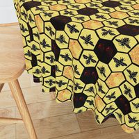 Honey Comb & Bees, Black & Yellow Hexagon