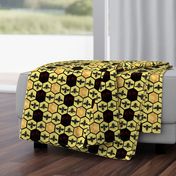 Honey Comb & Bees, Black & Yellow Hexagon