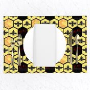 Honey Comb & Bees, Black & Yellow Hexagon