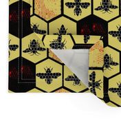 Honey Comb & Bees, Black & Yellow Hexagon