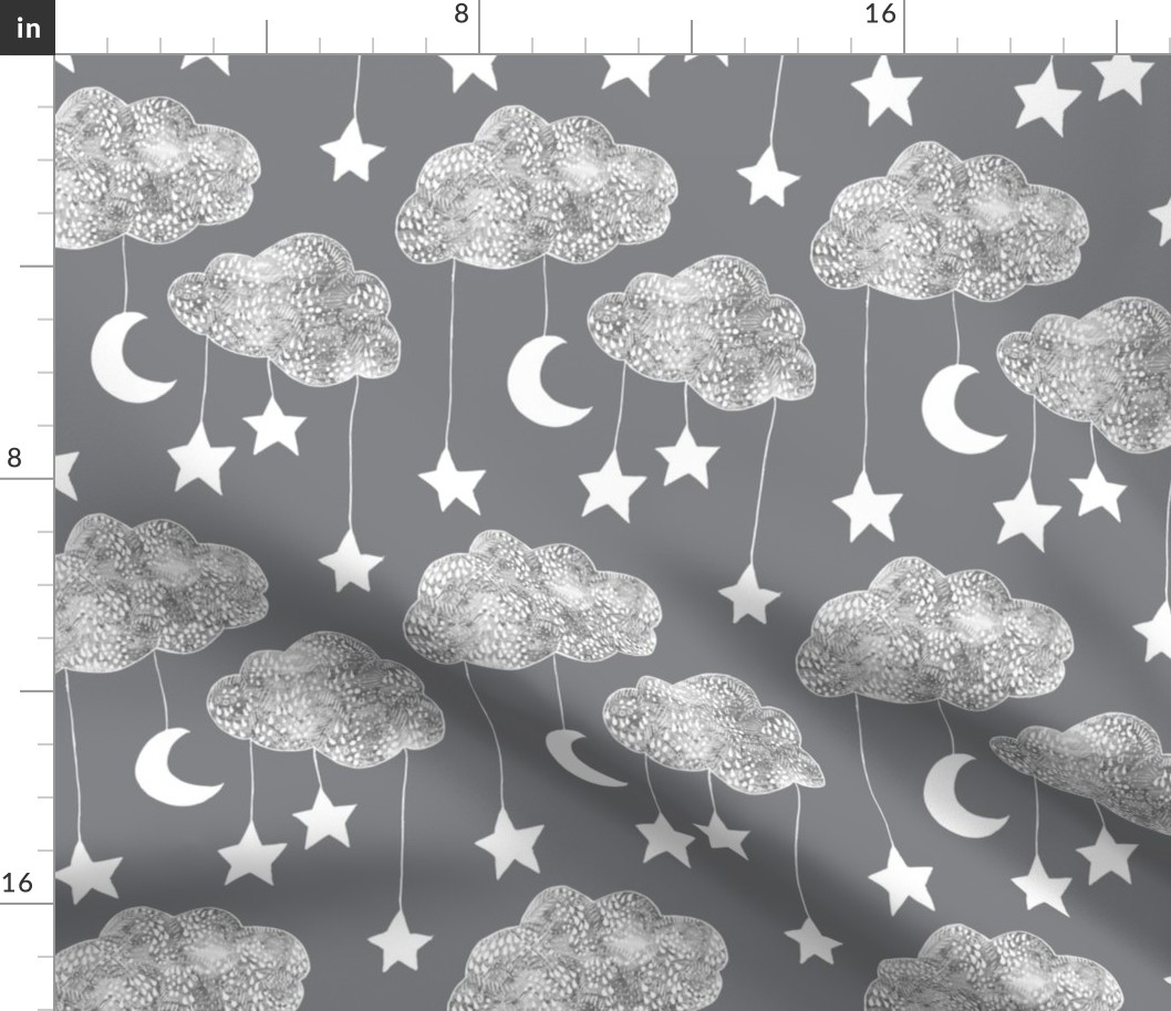 Sailing Dreams Clouds  in Charcoal grey