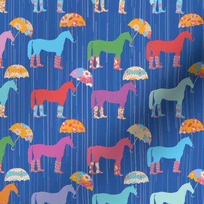 Wellie Ponies, Blue Background