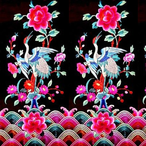 royal white novelty thrones embroidery asian japanese china chinese oriental cheongsam kimono storks cranes birds sea ocean imperial chinoiserie kings queens museum traditional rank regal korean kabuki geisha yuan ming qing dynasty tapestry vintage empero