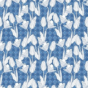 Tulip Sketches on Delft Tiles