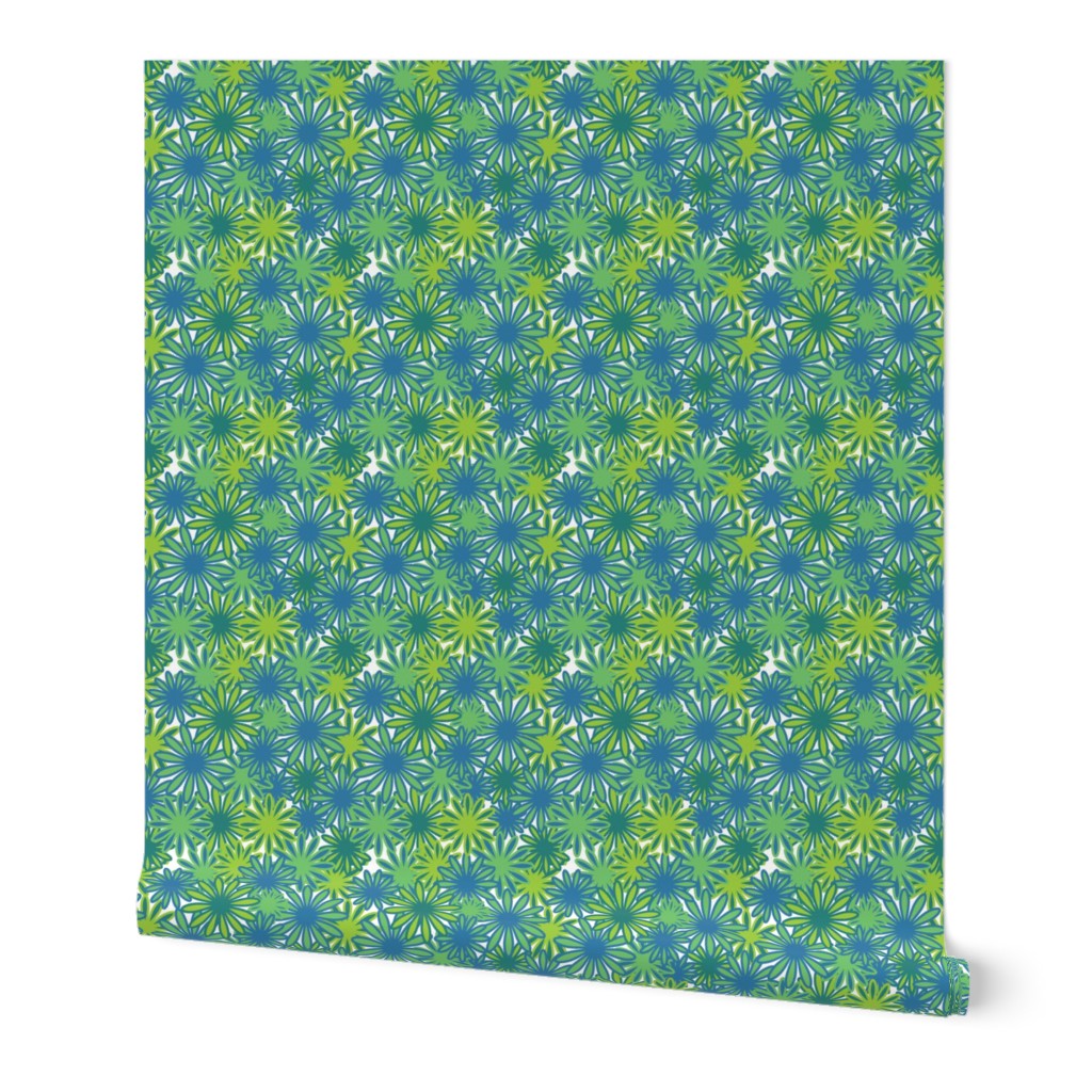 Hippie-Dippie daisies -- blue-greens