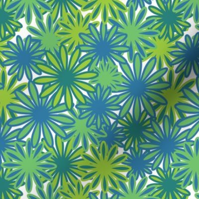 Hippie-Dippie daisies -- blue-greens