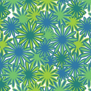 Hippie-Dippie daisies -- blue-greens