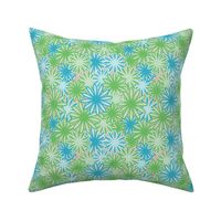 Hippie-Dippie daisies -- greens and blues on beige