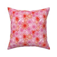 Hippie-Dippie daisies -- in pink and scarlet