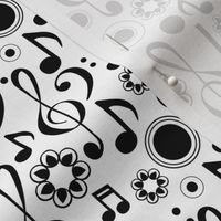 Music Notes and Clefs - Black and White