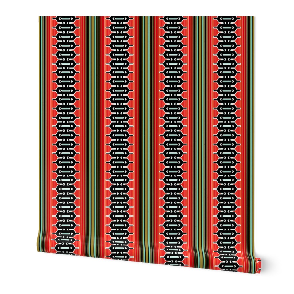 Modern geometric vertical stripe in red 