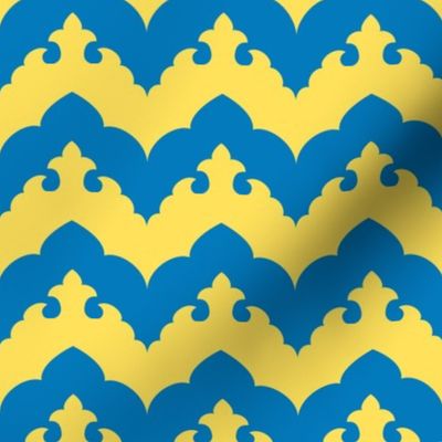 India Scalloped Chevron in Blue and Yellow