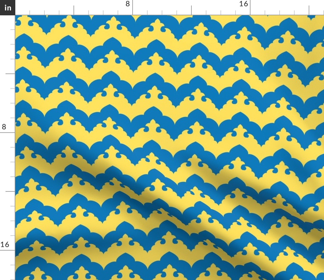 India Scalloped Chevron in Blue and Yellow