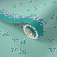 Naturalistic-flower-border dress-fabric-whtlns-VECTOR-mgrn-lavs-SAGE-w-sprigs-150-12x60in-WAVY-rotated