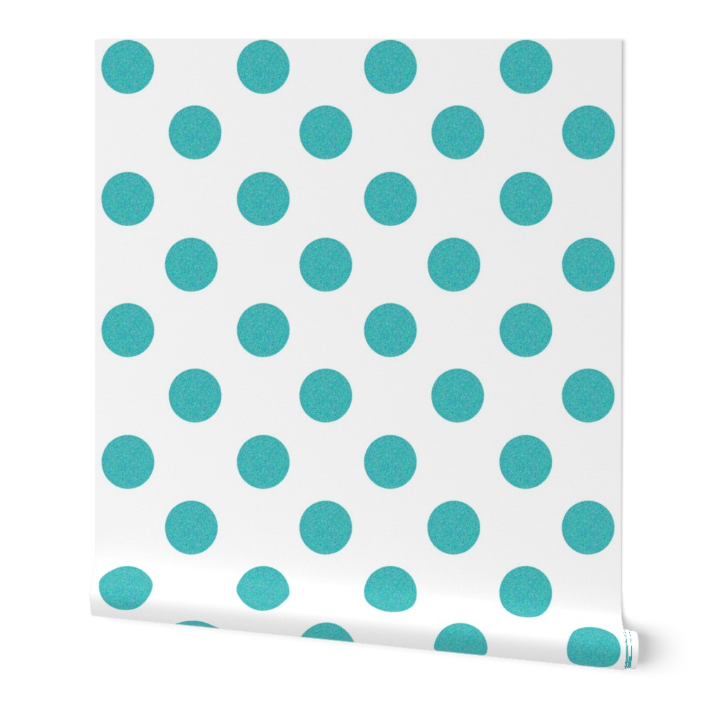 Big Aqua Glittery Polka Dots