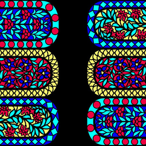 India Floral Stained Glass Windows Border Print